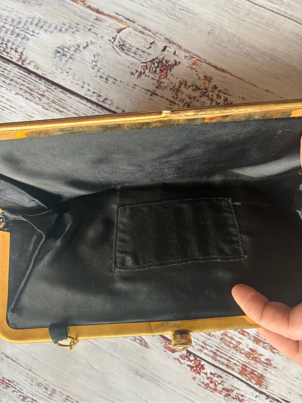 Vintage Black & Gold Embroidered Evening Clutch